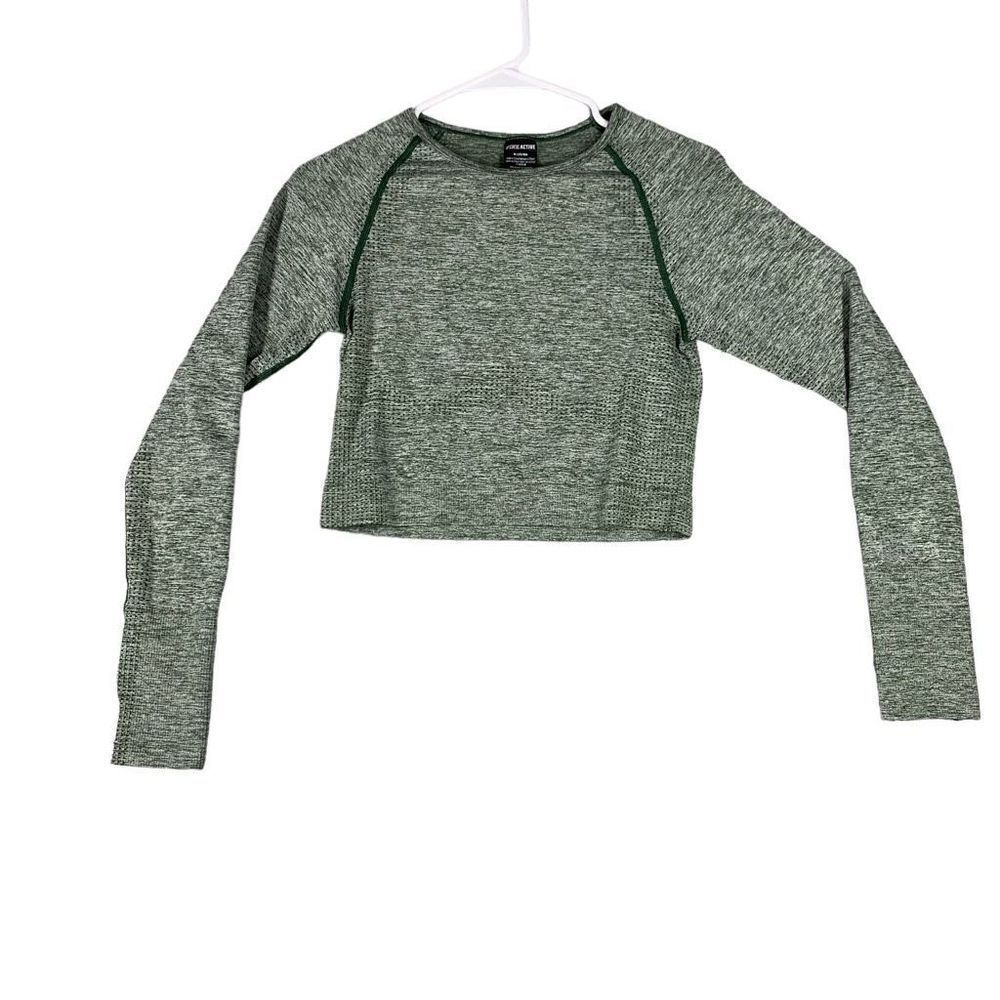 Pink Active Victoria’s Secret Long Sleeve Crop Top Women Medium Green